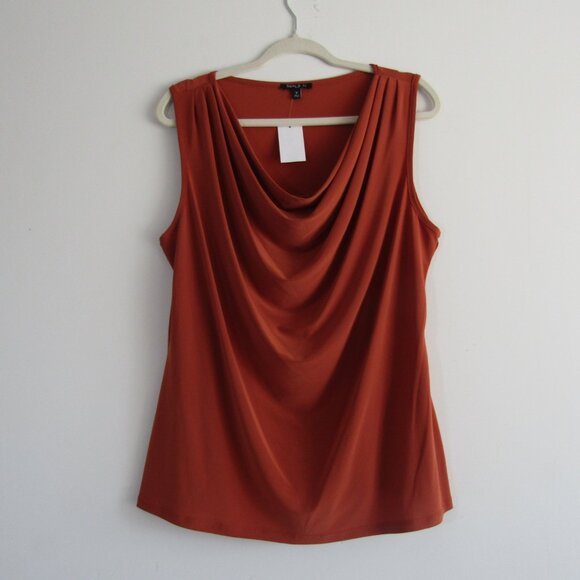 Sami & Jo Women's Cowl Neck Tank Top Set of 2 Green Orange 1X Business Casual - Picture 2 of 16